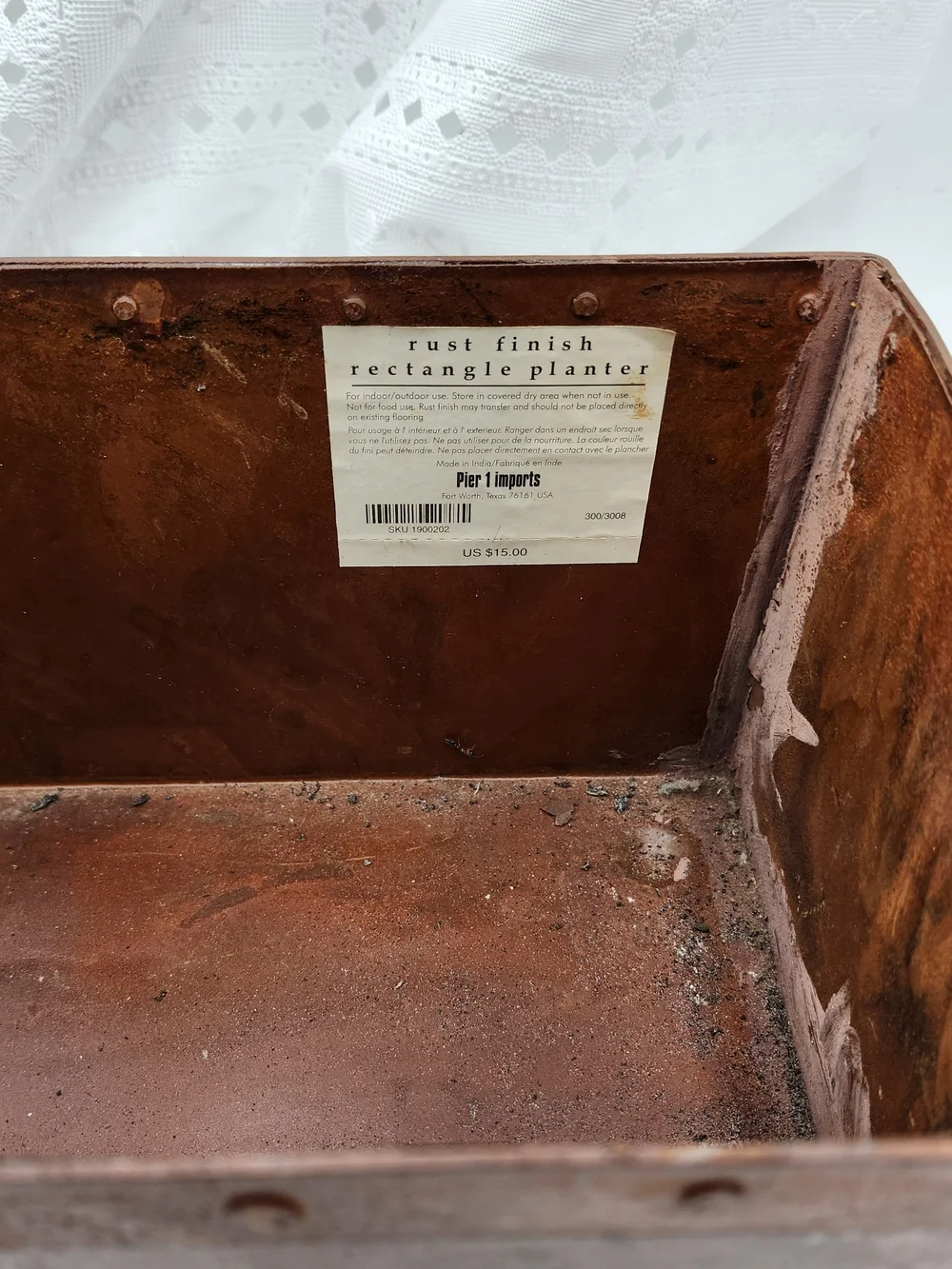 Vintage Copper rust w/ rivet Window Box rectangle Planter Jardiniere Pier 1